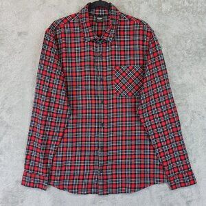 Oakley Podium Plaid Flannel Shirt Men's Size M Red/Black Check 100% Cotton